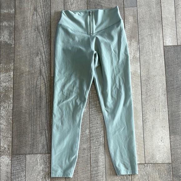 Abercrombie & Fitch Size Small Turquoise Blue High-Waisted Leggings with Zipper - Picture 3 of 6